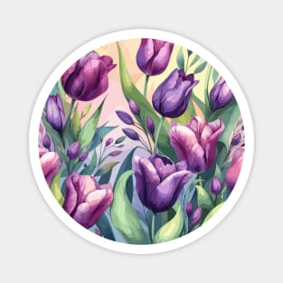 Purple Tulip Flowers Magnet